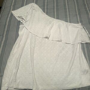 Torrid White Eyelet One-Shoulder Top